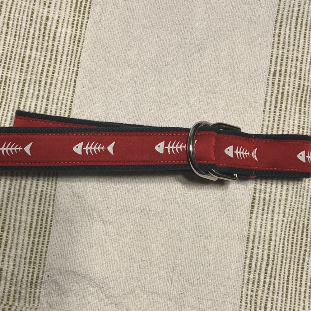 Brooks Brothers Boys Small Red Blue Bonefish Belt
